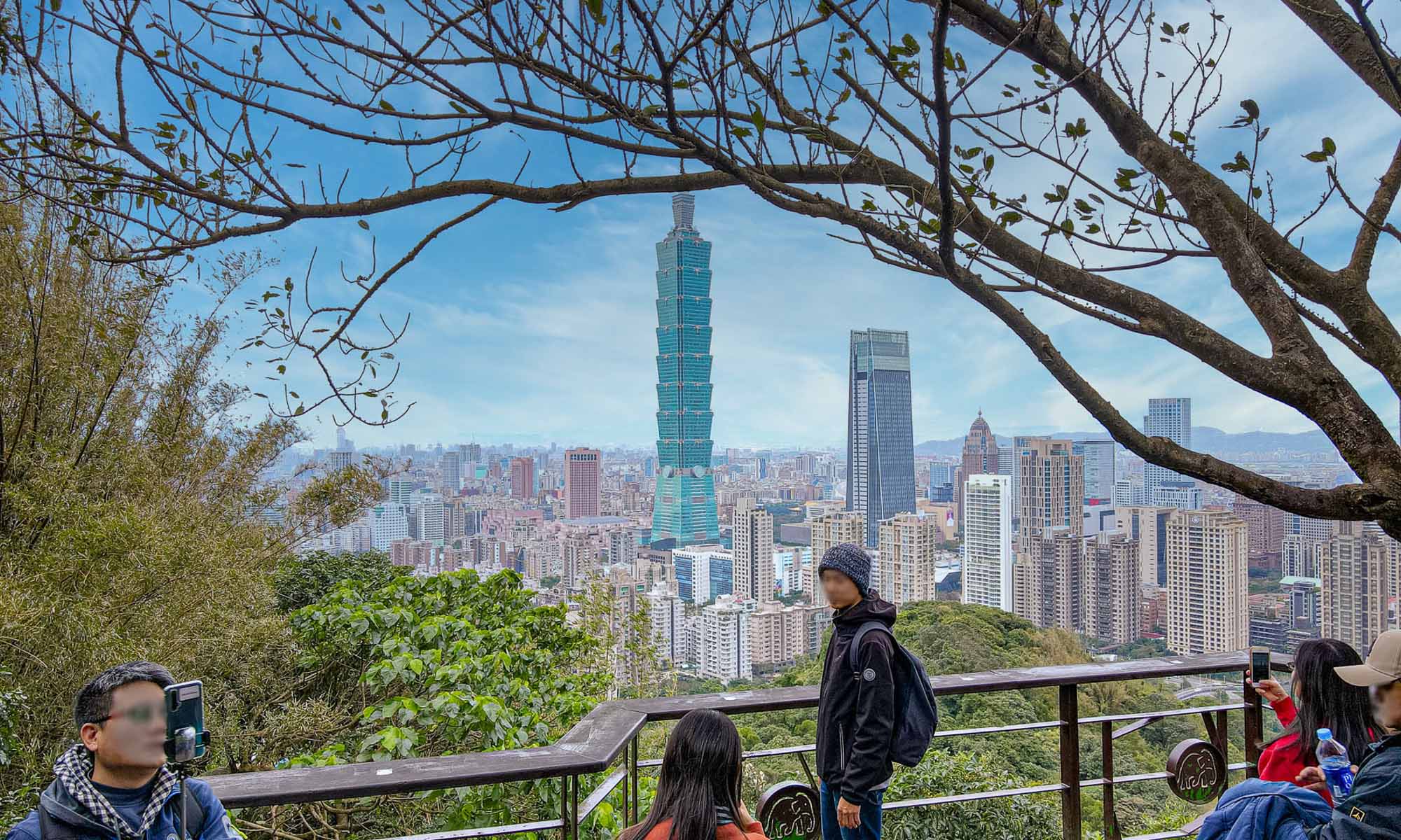 Taipei 101 and the Taipei skyline viewed from atop Elephant Mountain