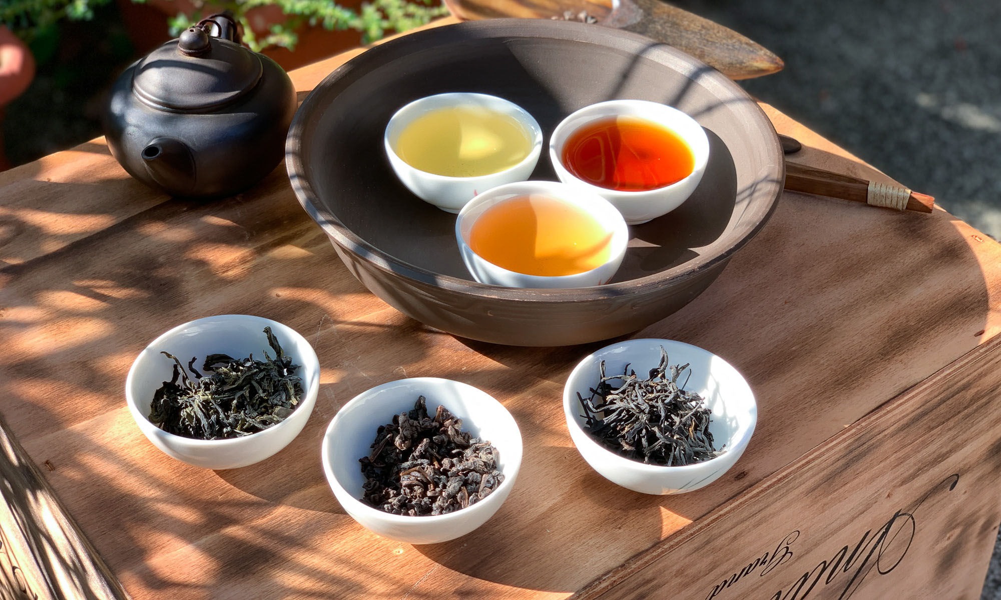 A Tea tasting spread at Six Seasons Teahouse in Maokong.