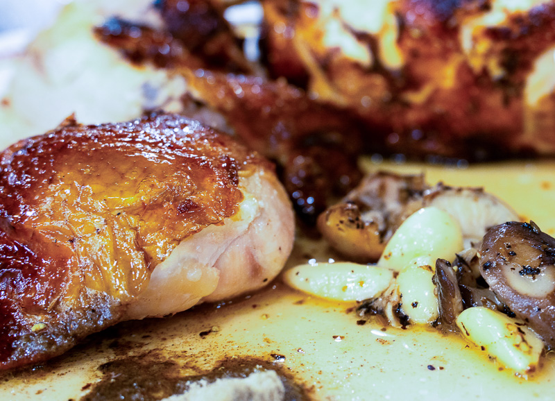 Close-up of Taiwan's famous juicy kiln-roasted chicken.