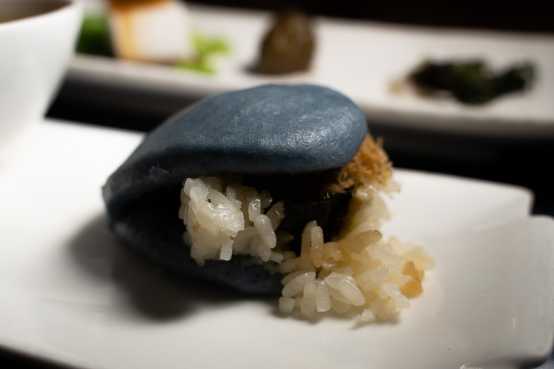 An indigo-colored Gua Bao.