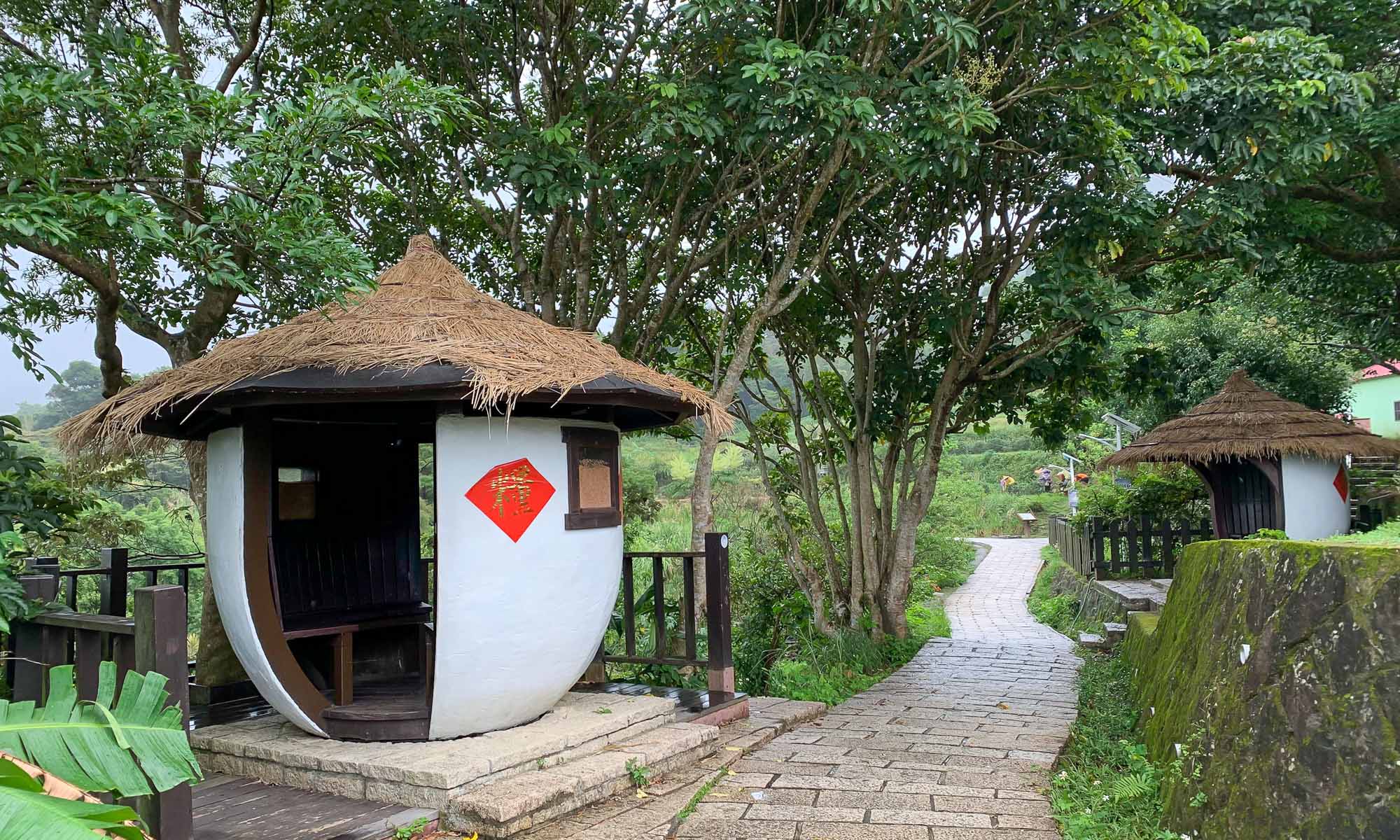 Pavilions along one of the many walking trails through Maokong Tea Garden.