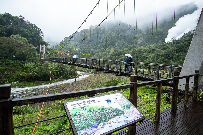 Cross the suspension bridge to access the Jioujhihze Nature Trail.