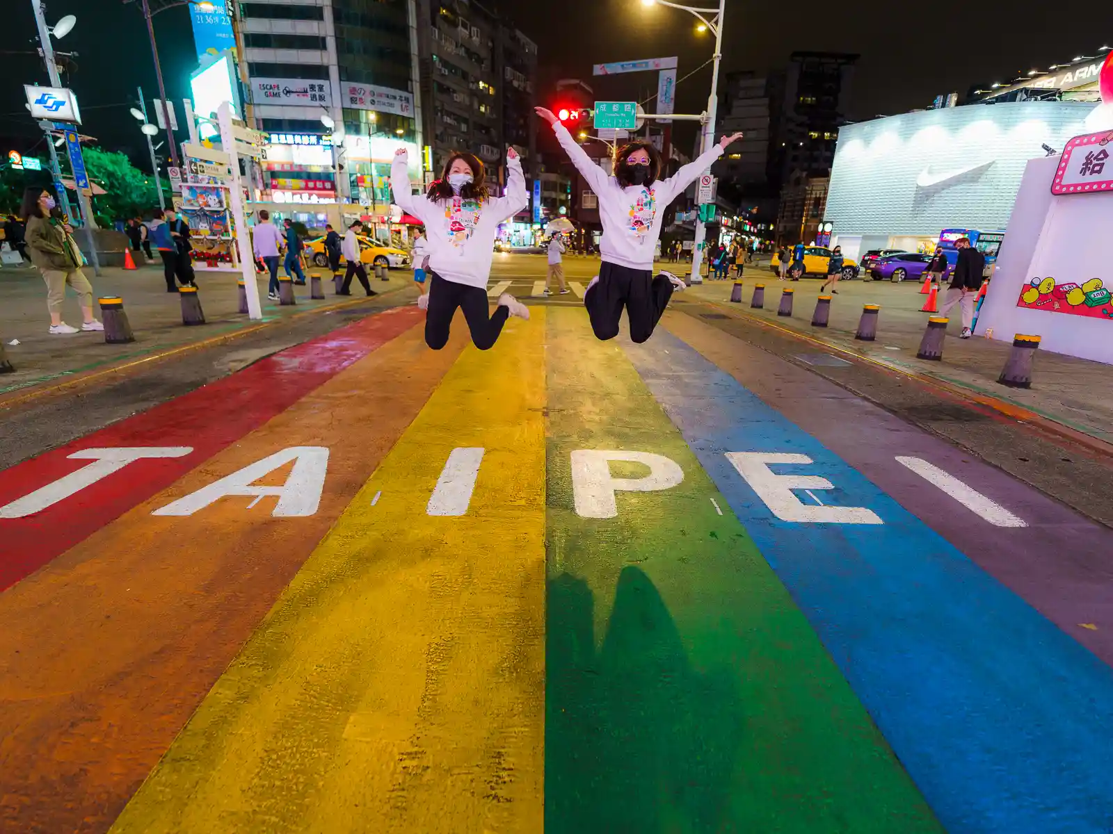 The famous Rainbow Crosswalk in Taipei's Ximen District.
